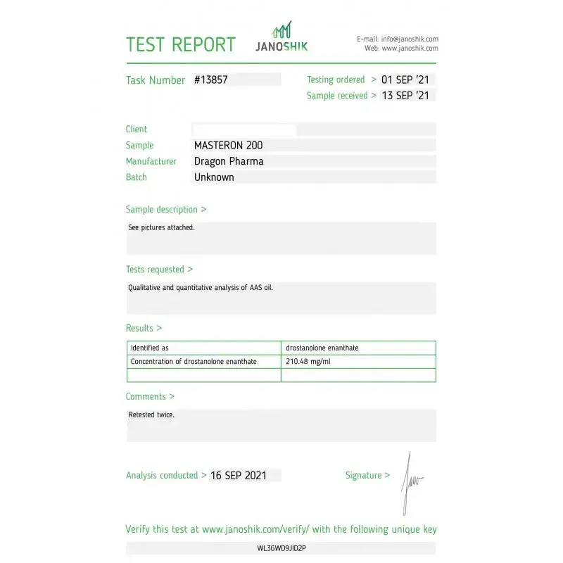 masteron 200 purity analysis report